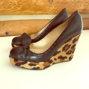 Christian Louboutin Leather and Leopard Wedges